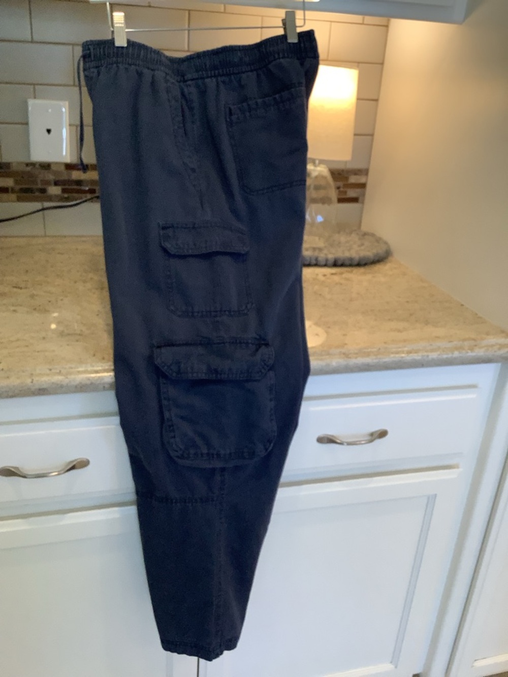 Old Navy Blue Cargo Pants - Elastic Waist Drawstring Wide Leg Size Medium - Picture 8 of 8
